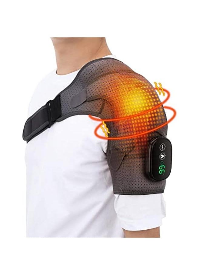 Generic - Massager Heating Shoulder Wrap Heated Pad with 3 Vibration Temperature Settings Adjustable Brace with LED Display (A) - Image 1