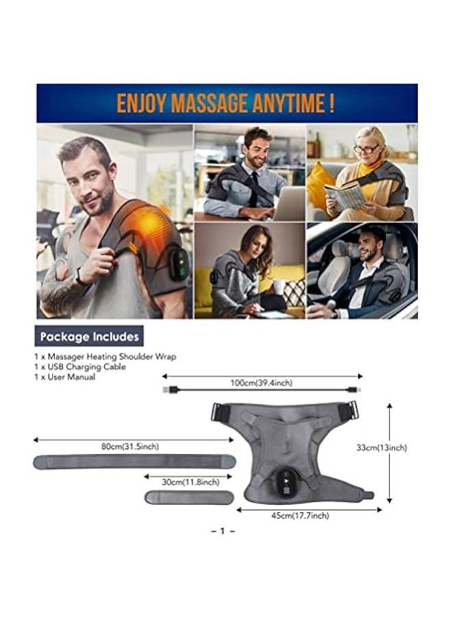 Generic - Massager Heating Shoulder Wrap Heated Pad with 3 Vibration Temperature Settings Adjustable Brace with LED Display (A) - Image 1