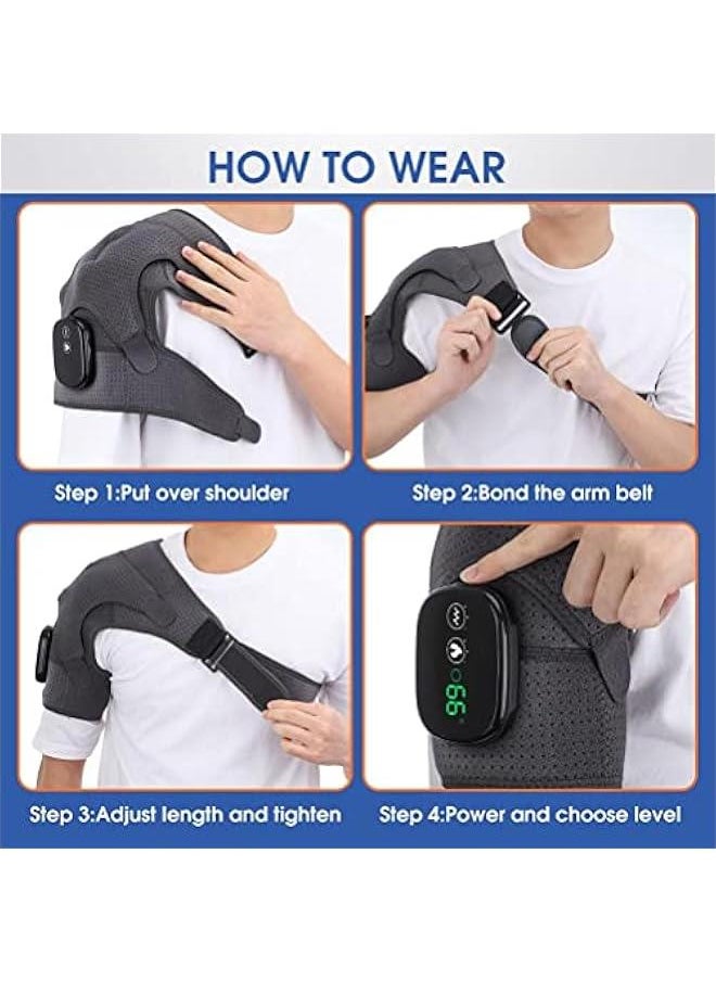 Generic - Massager Heating Shoulder Wrap Heated Pad with 3 Vibration Temperature Settings Adjustable Brace with LED Display (A) - Image 1