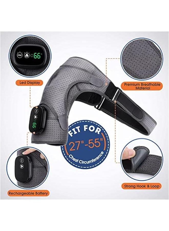 Generic - Massager Heating Shoulder Wrap Heated Pad with 3 Vibration Temperature Settings Adjustable Brace with LED Display (A) - Image 1