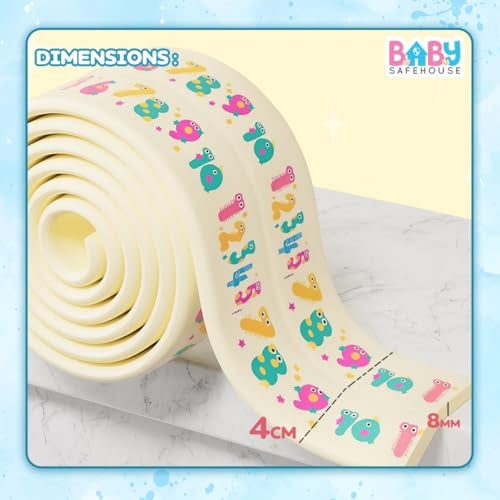 BabySafeHouse Multifunction Printed Furniture Edge Guard Strip Pre-Taped with Adhesive (6.5ft- Number Print in Beige Color) for Baby Proofing & Child Safety - Image 2