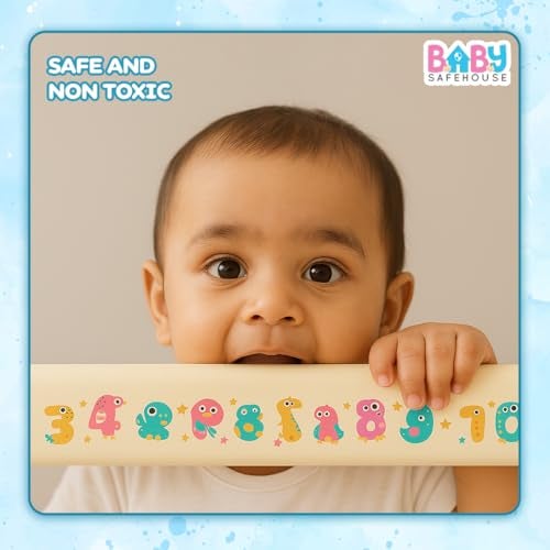 BabySafeHouse Multifunction Printed Furniture Edge Guard Strip Pre-Taped with Adhesive (6.5ft- Number Print in Beige Color) for Baby Proofing & Child Safety - Image 3