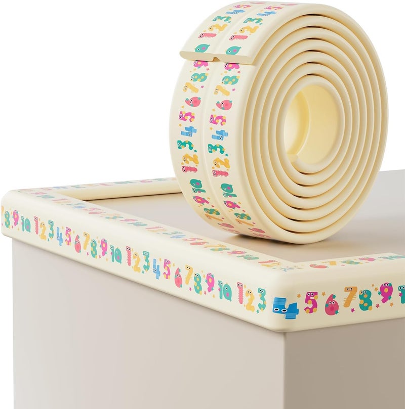 BabySafeHouse Multifunction Printed Furniture Edge Guard Strip Pre-Taped with Adhesive (6.5ft- Number Print in Beige Color) for Baby Proofing & Child Safety - Image 1