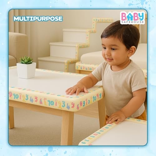 BabySafeHouse Multifunction Printed Furniture Edge Guard Strip Pre-Taped with Adhesive (6.5ft- Number Print in Beige Color) for Baby Proofing & Child Safety - Image 5
