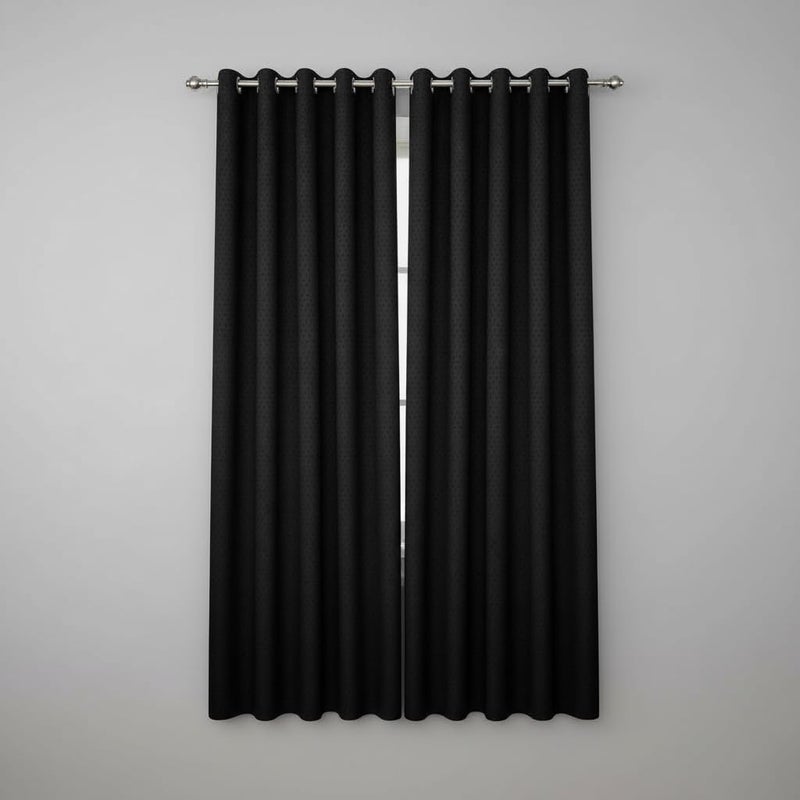 Bliss Casa Embossed Blackout Curtain Panels 140×240 cm – Thermal Insulated, Noise Reducing, Light & UV Blocking Grommet Drapes for Bedroom & Living Room, 2-Panels, (Black) - Image 3