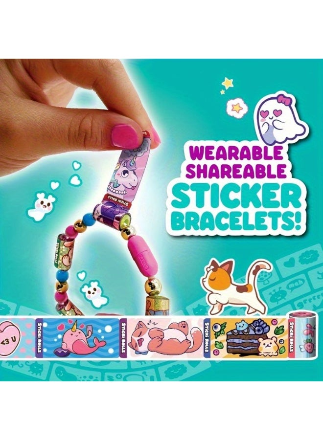 Capstro Sticker Bracelet Kit – DIY Jewelry Making & Craft Toy for Kids | Includes Wearable Bracelet + 120 Mini Stickers (8 Rolls + 4 Rare Rolls) | Creative Arts & Crafts Gift for Girls Age 6–12 - Image 3