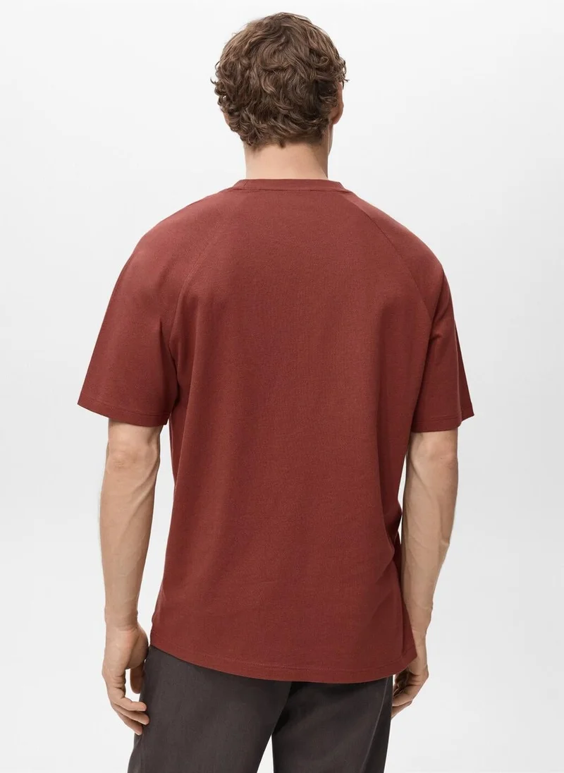 Mango Man Relaxed-fit cotton-linen t-shirt