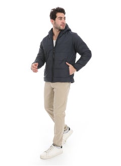 Andora Plain Zipped Hooded Jacket _ Navy  - Image 5