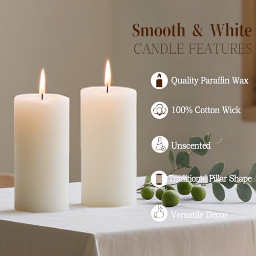 MOSROAD White Pillar Candles - 12 Packs Unscented Wax Pillar Candle, Long-Lasting 30 Hour Burn Time, 2x4 Inch, Elegant Decorative White Candles for Weddings, Centerpiece, Home Decor - Image 4