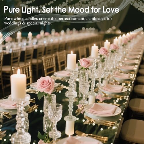 MOSROAD White Pillar Candles - 12 Packs Unscented Wax Pillar Candle, Long-Lasting 30 Hour Burn Time, 2x4 Inch, Elegant Decorative White Candles for Weddings, Centerpiece, Home Decor - Image 2