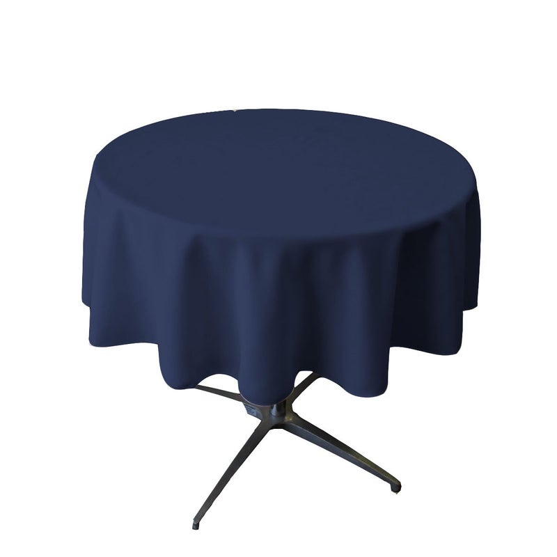 LA Linen Polyester Poplin Washable Round Tablecloth Stain and Wrinkle Resistant Table Cover 58 Fabric Table Cloth for Dinning Kitchen Party Holiday 58Inch Navy TCpop58R_NavyP72