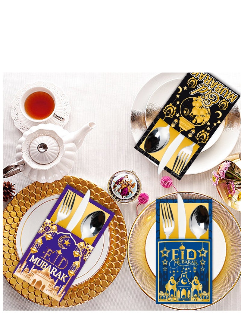 Y&D 16 Pieces Ramadan Eid Mubarak Silverware Bags Eid al-Adha Utensil Cutlery Holders Muslim Home Table Decoration Eid Party Supplies  - Image 4