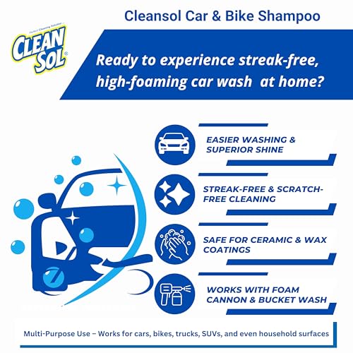 Cleansol Car & Bike Wash Shampoo Concentrate | High-Foaming, pH-Balanced, Paint-Safe Formula | Thick Suds with Shine Boost | Works with Foam Cannon & Bucket Wash | Lavender Fragrance - 5 Ltr - Image 4