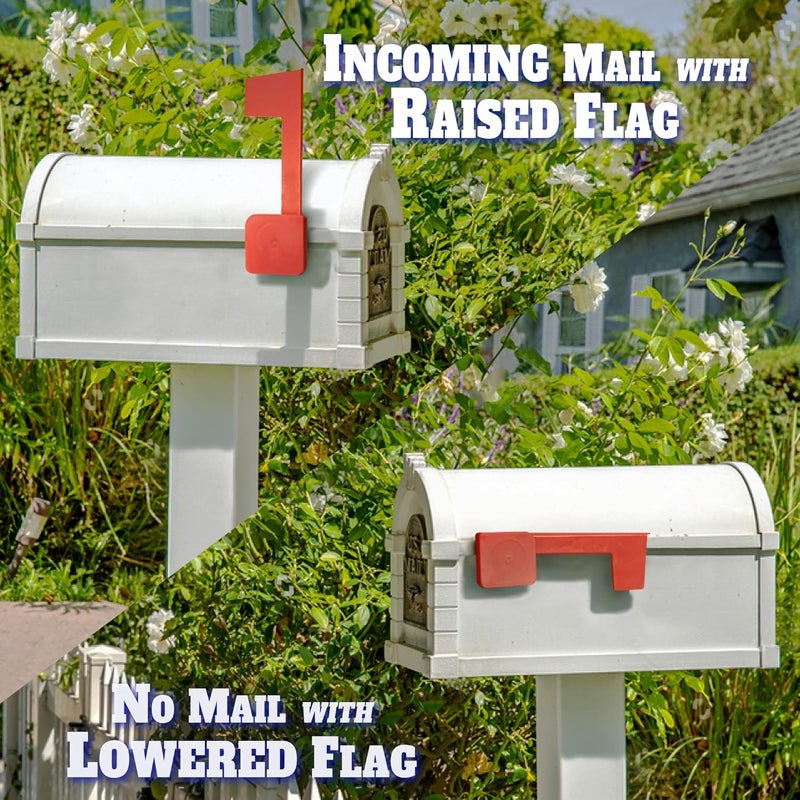 Anley Universal Outgoing Mail Mailbox Flag for Wood, Metal & Stucco - Rust Resistant Iron Alert Postal Carrier Raised Signal Flags Replacement Kit - Mounting Sticker Included (Upgraded Version, Red) - Image 2
