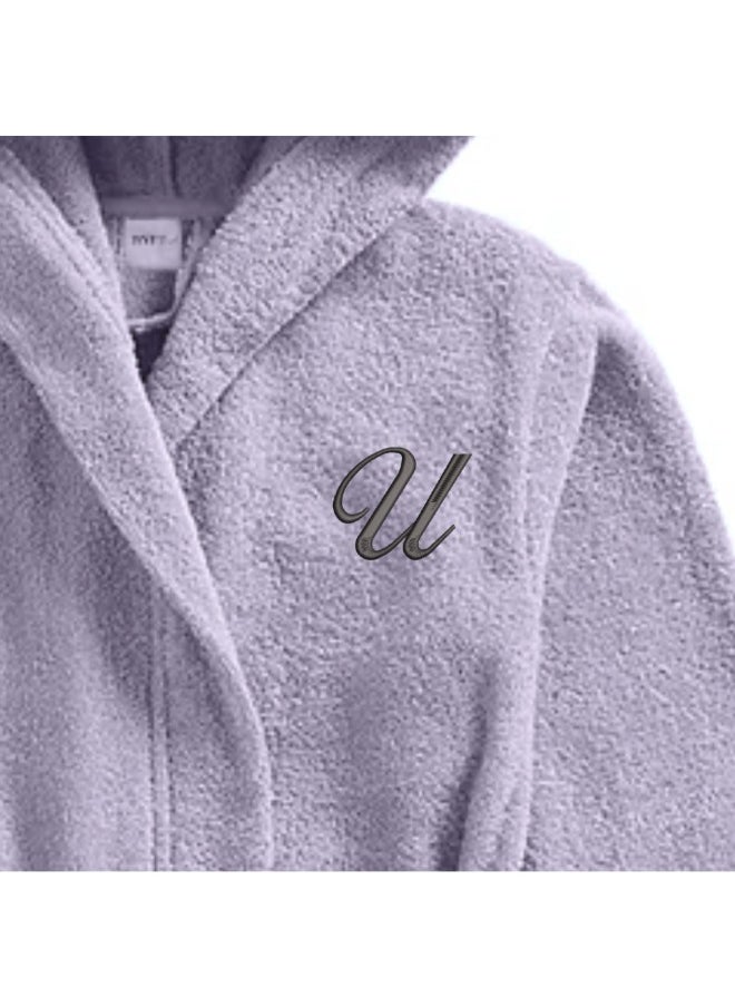 Daffodil (Lilac) Monogrammed 6 Year Kids Bathrobe (108 x 104 Cm) Hooded Terry Cotton Set of 01 - Letter "U" - pzsku/Z27D3AF069B68D690EE5AZ/45/_/1739012087/7bab40e1-7745-41d5-9ada-24f6d93d2dd1