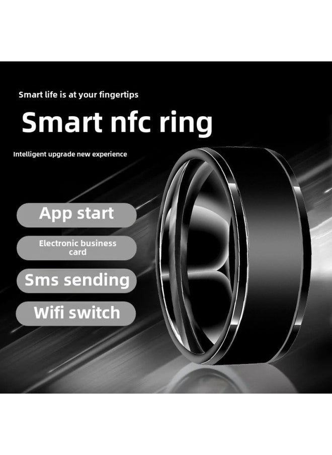 Generic - NFC Smart Ring Black Technology Bluetooth Ring Solar Multi-function Android Temperature Magic With Waterproof-Colour:Nfc Smart Silver Size 10 Finger Circumference 62.1mm - Image 1