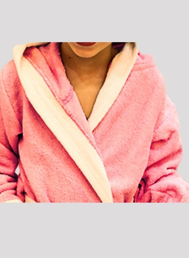Banotex Baby Bathrobe 100% Cotton Dark Pink Color Hooded Comfortable Girls Boys Bathrobe One Piece - Image 2
