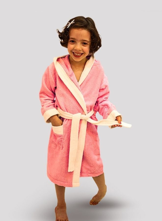 Banotex Baby Bathrobe 100% Cotton Dark Pink Color Hooded Comfortable Girls Boys Bathrobe One Piece - Image 1