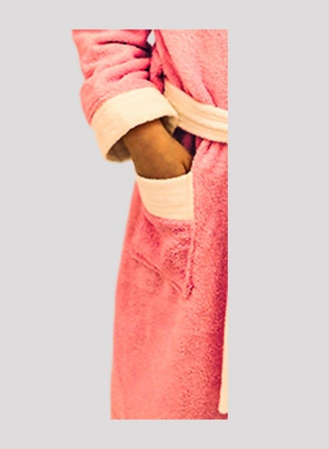 Banotex Baby Bathrobe 100% Cotton Dark Pink Color Hooded Comfortable Girls Boys Bathrobe One Piece - Image 3