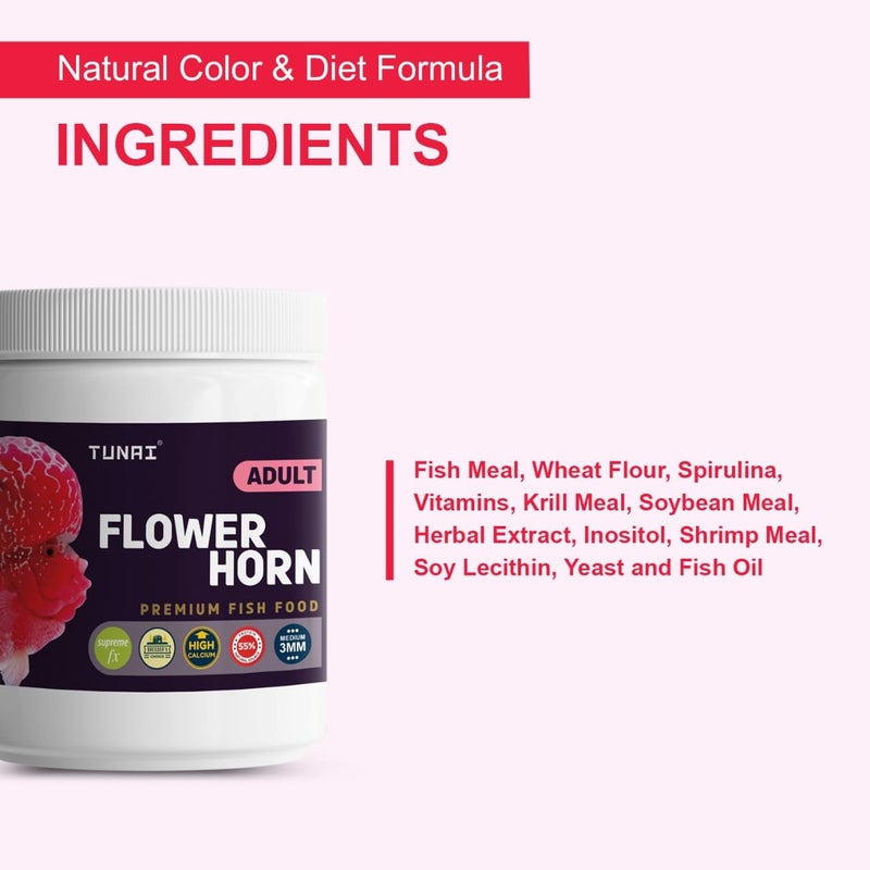 TUNAI طعام الأسماك الفاخر توناي لسمكة الفلور هورن | 55% بروتين | مصنّع في تايوان لنمو أفضل للنتوء واللون (100 جرام - كريات 3 مم) - Image 5