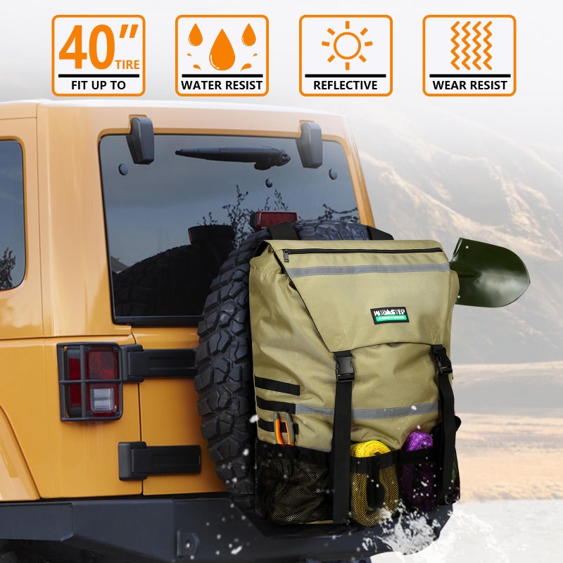 WITSTEP Spare Tire Trash Bag, Offroad Spare Tire Storage Bags Heavy Duty Truck Tailgate Trash Bag Fits up to 40" Tire, Large Recovery Gear Firewood Camping Cargo Storage Bag for Jeep Truck SUV Car - Image 2