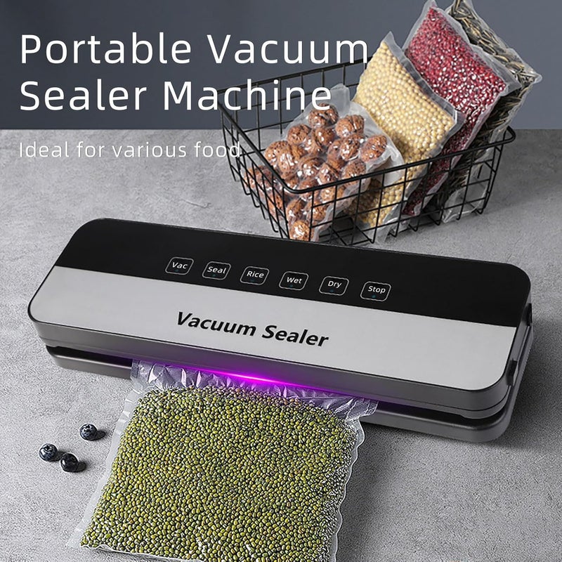 Getaria Vacuum Sealer Machine, Compact Automatic Vacuum Sealer for Dry & Moist Food, 300mm Long 5mm Wide Seal, With 30 Vacuum Sealer Bags, Sous Vide Compatible - Image 5