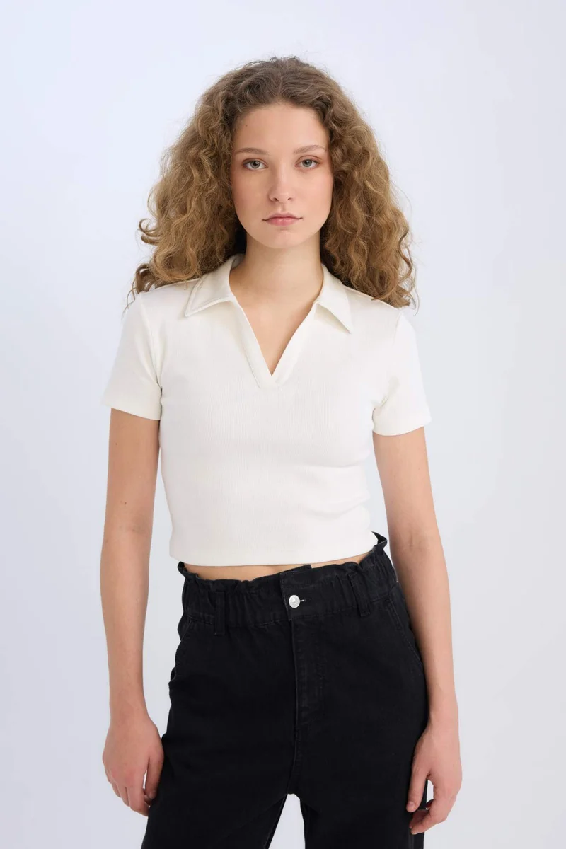 ديفاكتو Slim Fit Polo Collar Camisole Short Sleeve T-Shirt