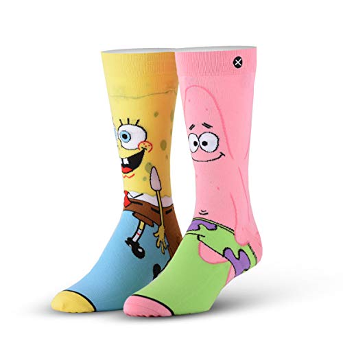 Odd Sox – SpongeBob & Patrick Crew Socks - Official Nickelodeon Funny 90s Cartoon Socks - Size for Men & Women, Bright Novelty Crazy Sock, Comfy Cotton Blend, Fun Gift for TV Fans, Teens & Adults - Image 2