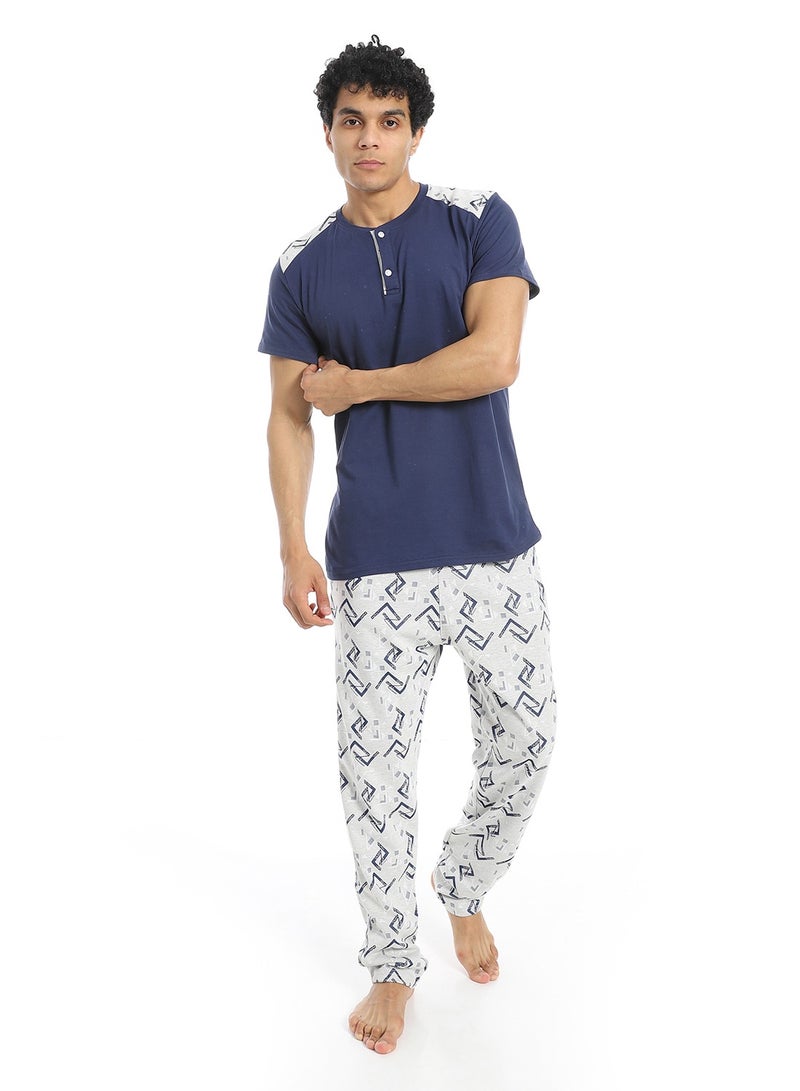 Caesar Men's 2-piece cotton half-sleeve pajamas - Image 1