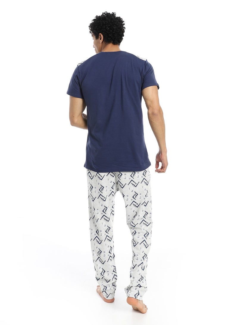 Caesar Men's 2-piece cotton half-sleeve pajamas - Image 4