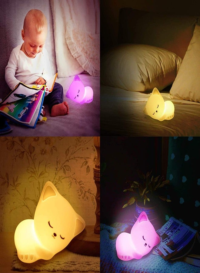 GITGRNTH Cat Night Light for Kids, Soft Silicone Touch Lamp, Rechargeable LED Nursery Night Light, Cute Kitten Night Lamp for Baby Bedroom, Color Changing Night Lights for Girls Boys, Gift - Image 2