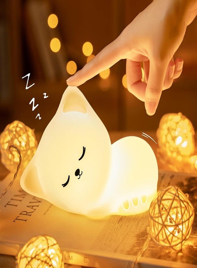 GITGRNTH Cat Night Light for Kids, Soft Silicone Touch Lamp, Rechargeable LED Nursery Night Light, Cute Kitten Night Lamp for Baby Bedroom, Color Changing Night Lights for Girls Boys, Gift - Image 1