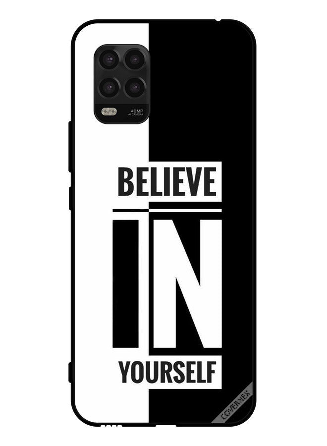 Covernex Protective Case Cover For Xiaomi Mi 10 Lite 5G Beleive In Yourself Black & White - Image 1