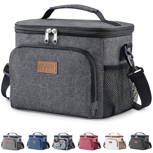 Lifewit Reusable Insulated Lunch Bag Portable Cooler Freezable Soft Lunchbox Leakproof with Adjustable Shoulder Strap for Men Women Adult for Work Picnic or Travel 9L 12 Can Dark Gray - Image 1