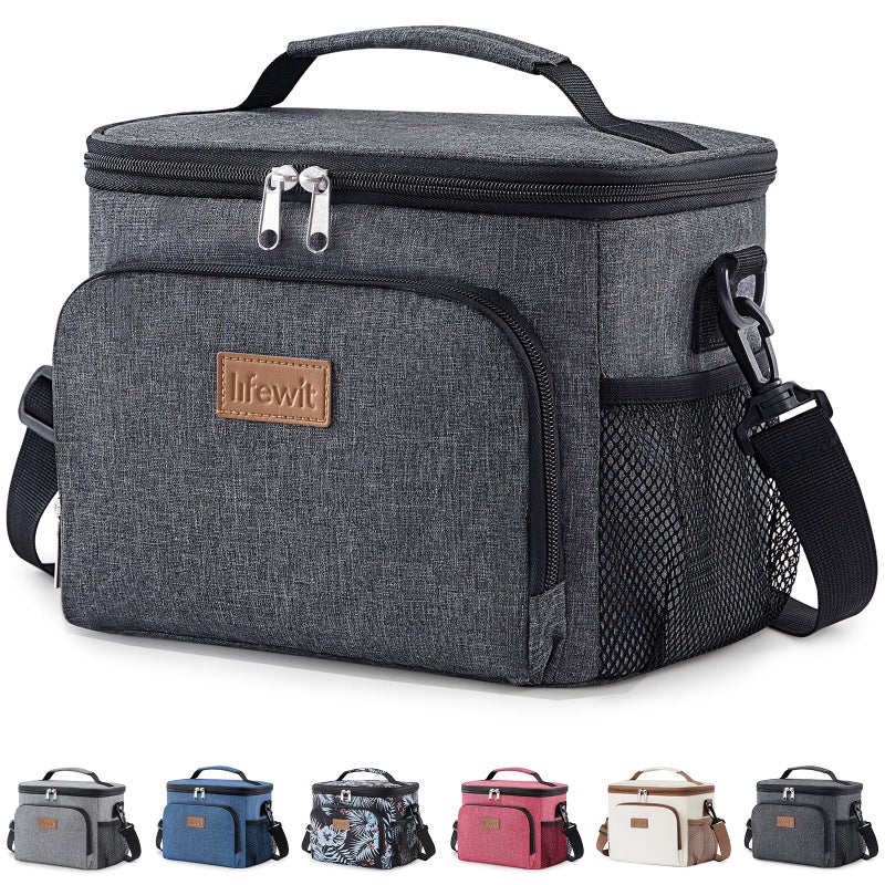 Lifewit Reusable Insulated Lunch Bag Portable Cooler Freezable Soft Lunchbox Leakproof with Adjustable Shoulder Strap for Men Women Adult for Work Picnic or Travel 9L 12 Can Dark Gray - Image 2