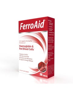 Vital Healthcare Ferro Aid Iron Tablets Hemoglobin And Red Blood Cells| With Vitamins C, B12 And Folic Acid For Iron Absorption 30 Tablets 