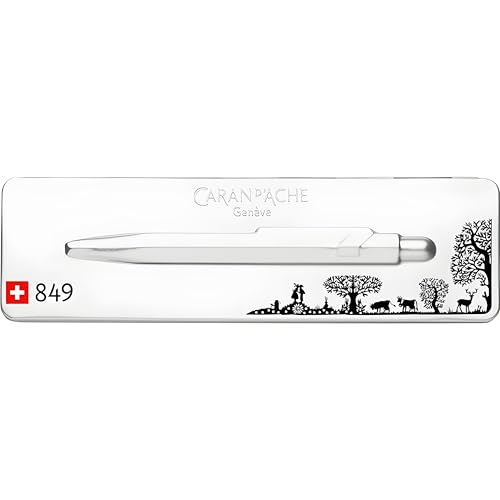 Caran d'Ache قلم حبر جاف كاران د'اش 849 بوبلاين توتال سويس، لابويا NF0849-754، حجم المنتج: 5.0 بوصة (128 مم)، قابل للسحب، حبر: أسود، F (نقطة رفيعة: 0.9 مم)، 0.5 أونصة (15.2 جرام) - Image 2