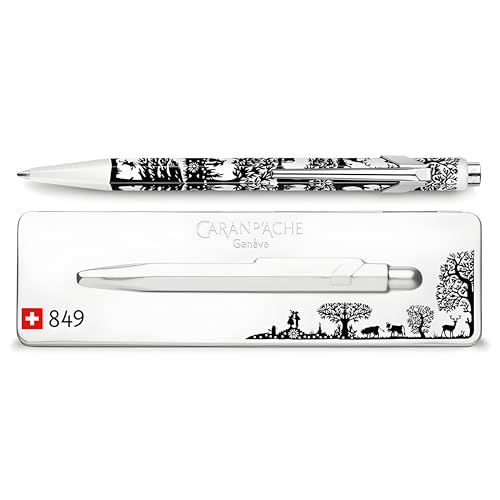 Caran d'Ache قلم حبر جاف كاران د'اش 849 بوبلاين توتال سويس، لابويا NF0849-754، حجم المنتج: 5.0 بوصة (128 مم)، قابل للسحب، حبر: أسود، F (نقطة رفيعة: 0.9 مم)، 0.5 أونصة (15.2 جرام) - Image 3