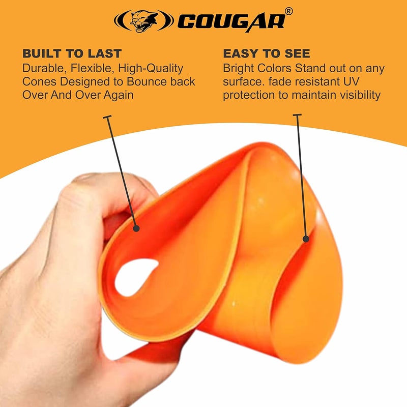Cougar Cone Marker, Cone Marker Set, Mini Soccer Cones Saucer Cones Disc Cones with Shoulder Strap for Agility Training, Football, Soccer, Field Cone Markers, (Set of 40) - Image 3