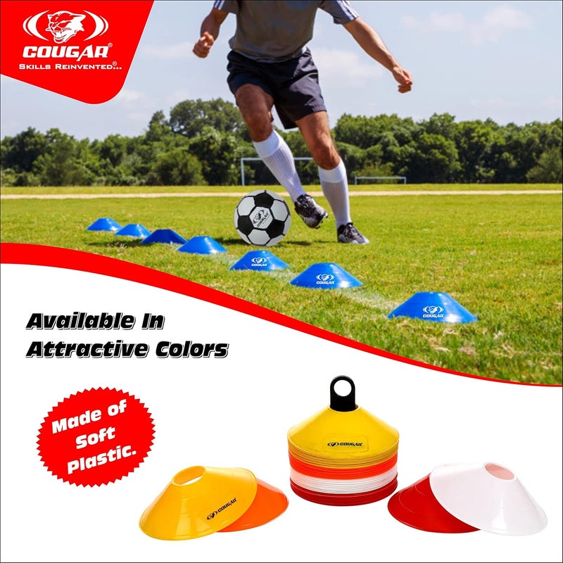 Cougar Cone Marker, Cone Marker Set, Mini Soccer Cones Saucer Cones Disc Cones with Shoulder Strap for Agility Training, Football, Soccer, Field Cone Markers, (Set of 40) - Image 4