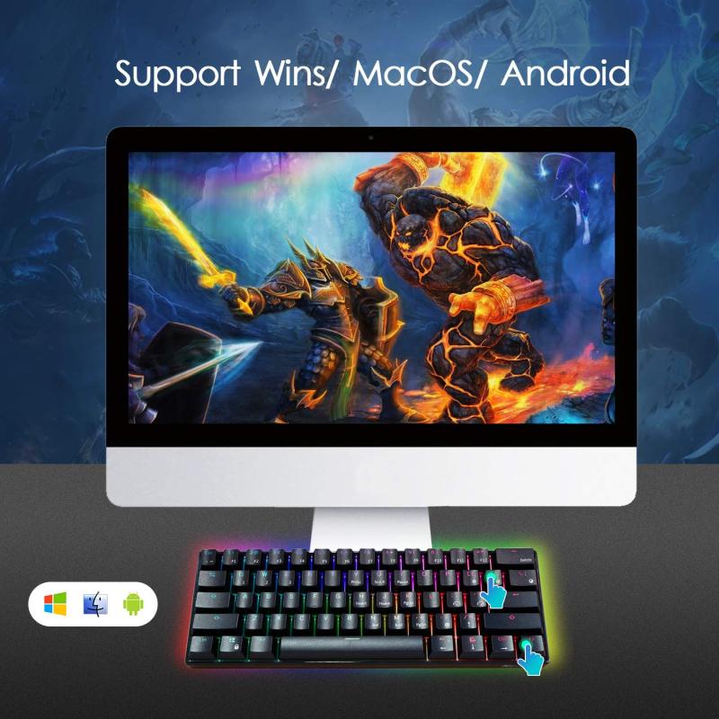 RK ROYAL KLUDGE RK61 Wired 60% Mechanical Gaming Keyboard RGB Backlit Ultra-Compact Blue Switch White - Image 2