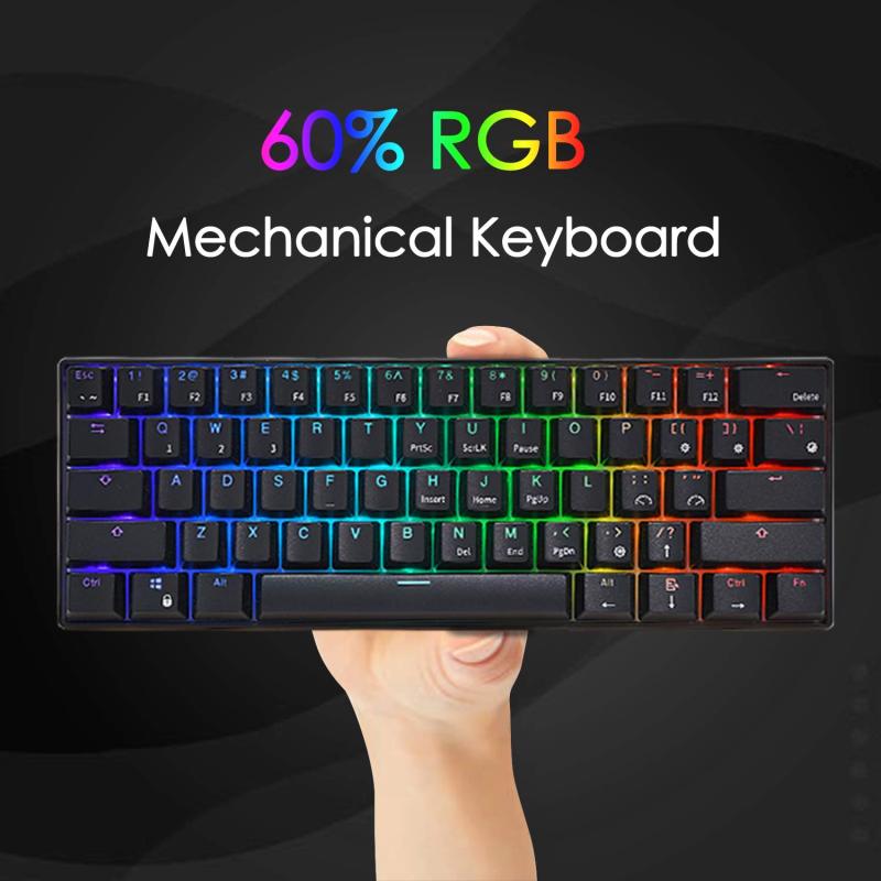 RK ROYAL KLUDGE RK61 Wired 60% Mechanical Gaming Keyboard RGB Backlit Ultra-Compact Blue Switch White - Image 5