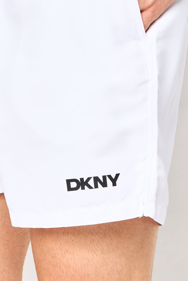 DKNY Men Brand Logo Board Shorts, White - Image 3