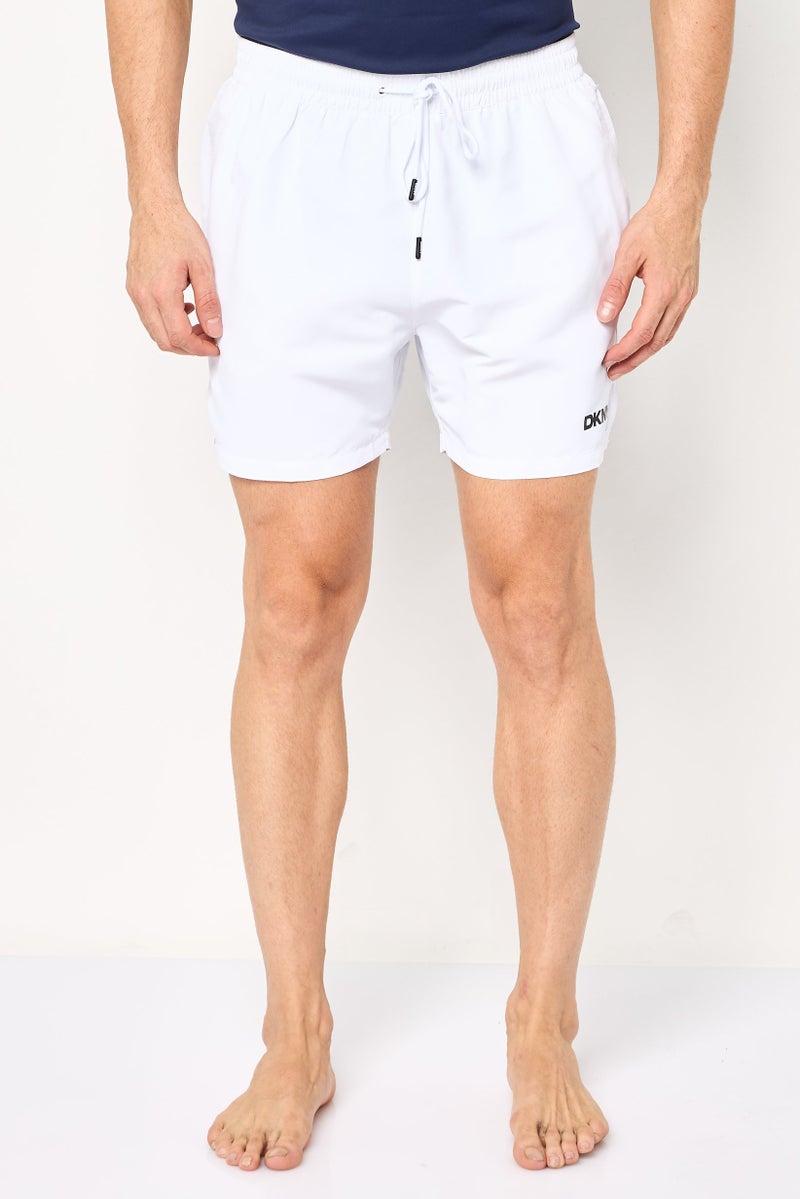 DKNY Men Brand Logo Board Shorts, White - Image 1