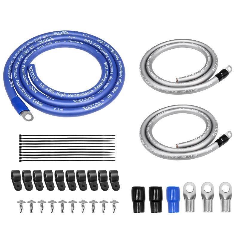 Recoil RBG3 True Spec 10 Gauge Wire Big 3 Amp Wiring Upgrade Kits for Car Audio Systems