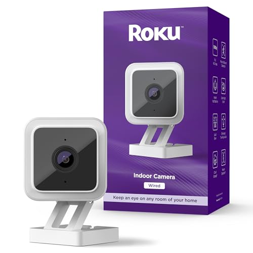 Roku Indoor Camera for Home Security, 1-Pack - Wired Security Camera with 1080p HD Color Night Vision, Works with Alexa & Google, Motion & Sound Detection, Built-in Siren, 90-Day Subscription Included - Image 1