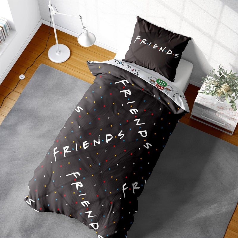 Friends TV Show Single Duvet Cover  Friends Logo Design  Officially Licensed Reversible Bedding set with matching Pillowcase