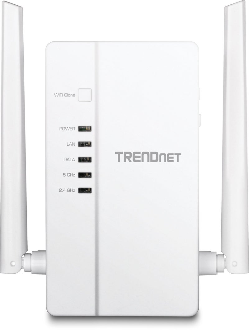 TRENDnet WiFi Everywhere Powerline 1200 AV2 AC1200 Wireless Access Point Expand Your Wireless Coverage Builtin Concurrent DualBand 3 x Gigabit Ports MIMO Beamforming White TPL430AP