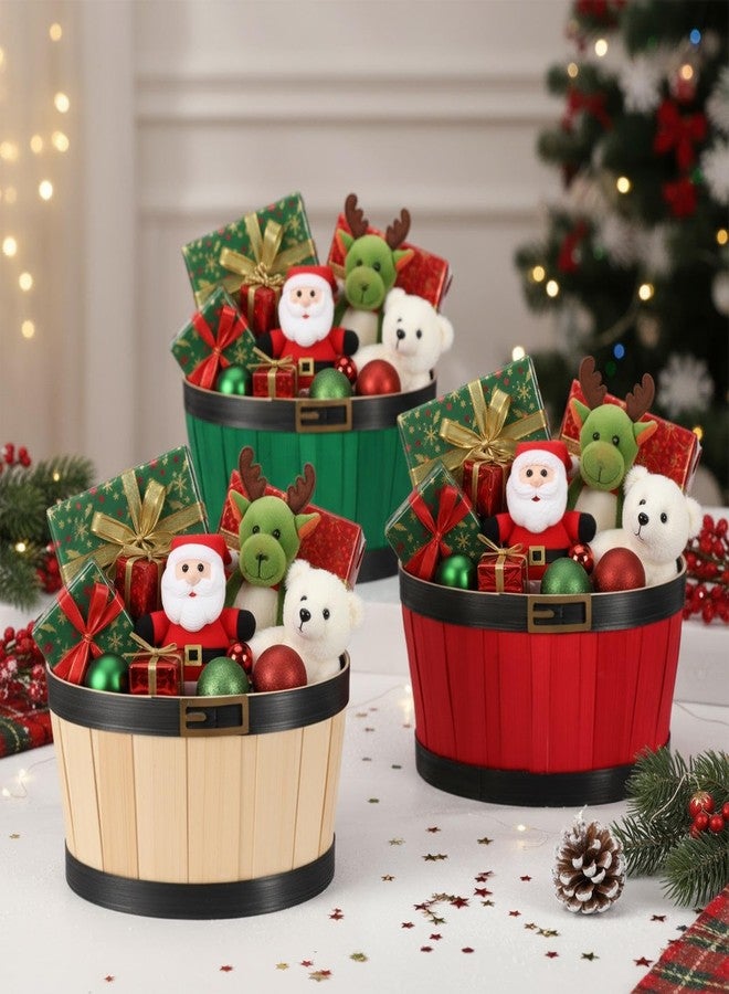 Threehoney 3 Set Christmas Empty Gift Baskets with Cellophane Wraps Empty Gift Baskets for Christmas Woven Wicker Basket to Fill for Xmas Snack Holiday Birthday Party(Non Fabric Edge,9 x 7 x 4.8 Inch - Image 4