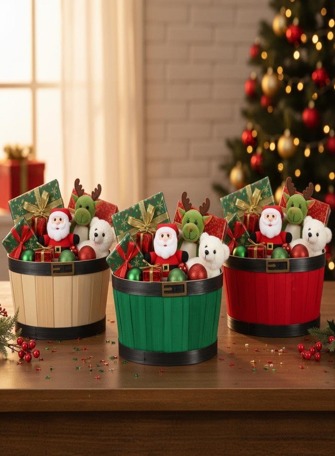 Threehoney 3 Set Christmas Empty Gift Baskets with Cellophane Wraps Empty Gift Baskets for Christmas Woven Wicker Basket to Fill for Xmas Snack Holiday Birthday Party(Non Fabric Edge,9 x 7 x 4.8 Inch - Image 5